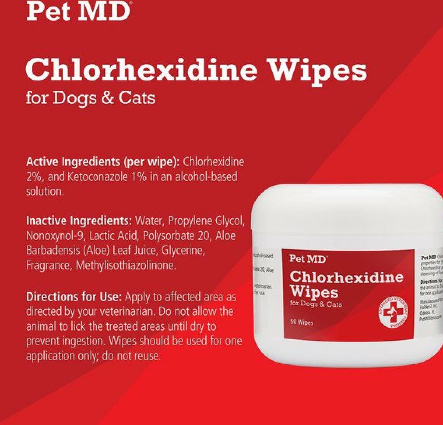 Cat Grooming * | New Pet Md Chlorhexidine Antiseptic Wipes For Dogs & Cats, 50 Count