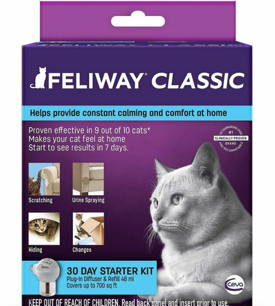 Cat Healthcare * | Shop Bundle: Feliway Classic 30 Day Starter Kit Calming Diffuser For Cats + World'S Best Multi-Cat Unscented Clumping Corn Cat Litter, 28-Lb Bag