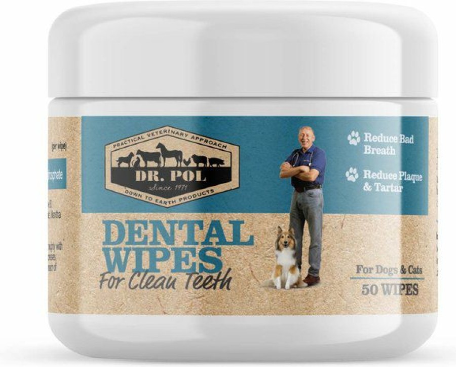 Cat Healthcare * | Shop Dr. Pol Dental Wipes Dogs & Cat Wipes 50 Count