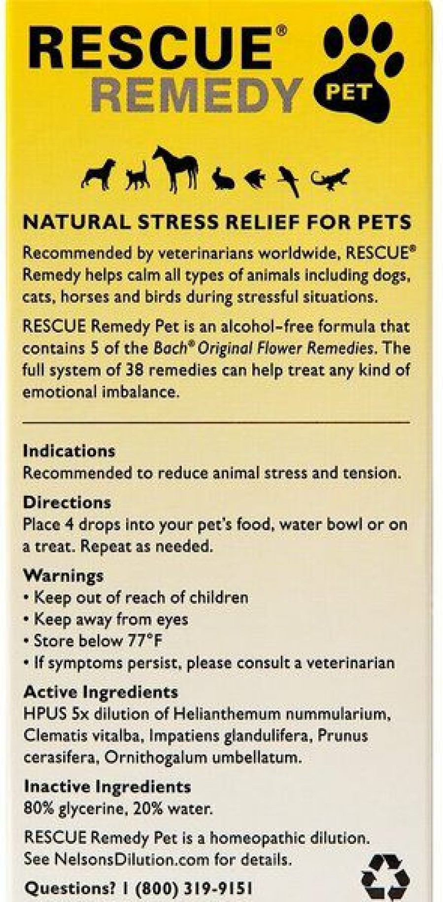 Cat Vitamins & Supplements * | New Rescue Remedy Stress Relief Pet Supplement