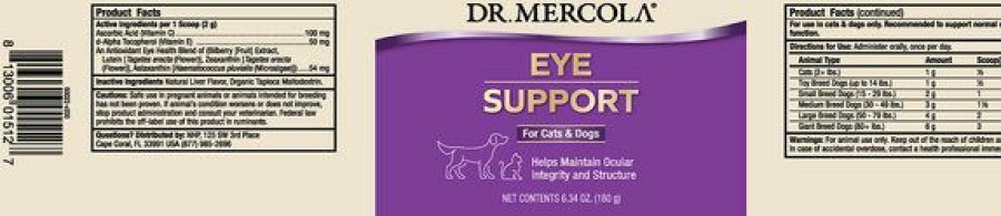 Cat Vitamins & Supplements * | Outlet Dr. Mercola Eye Support Dog & Cat Supplement, 6.35-Oz Jar