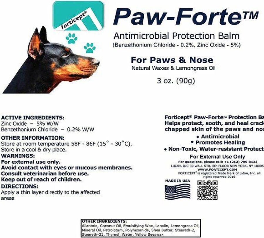 Cat Grooming * | Shop Forticept Paw-Forte Antimicrobial Paw & Nose Dog & Cat Protection Balm, 3-Oz Tin