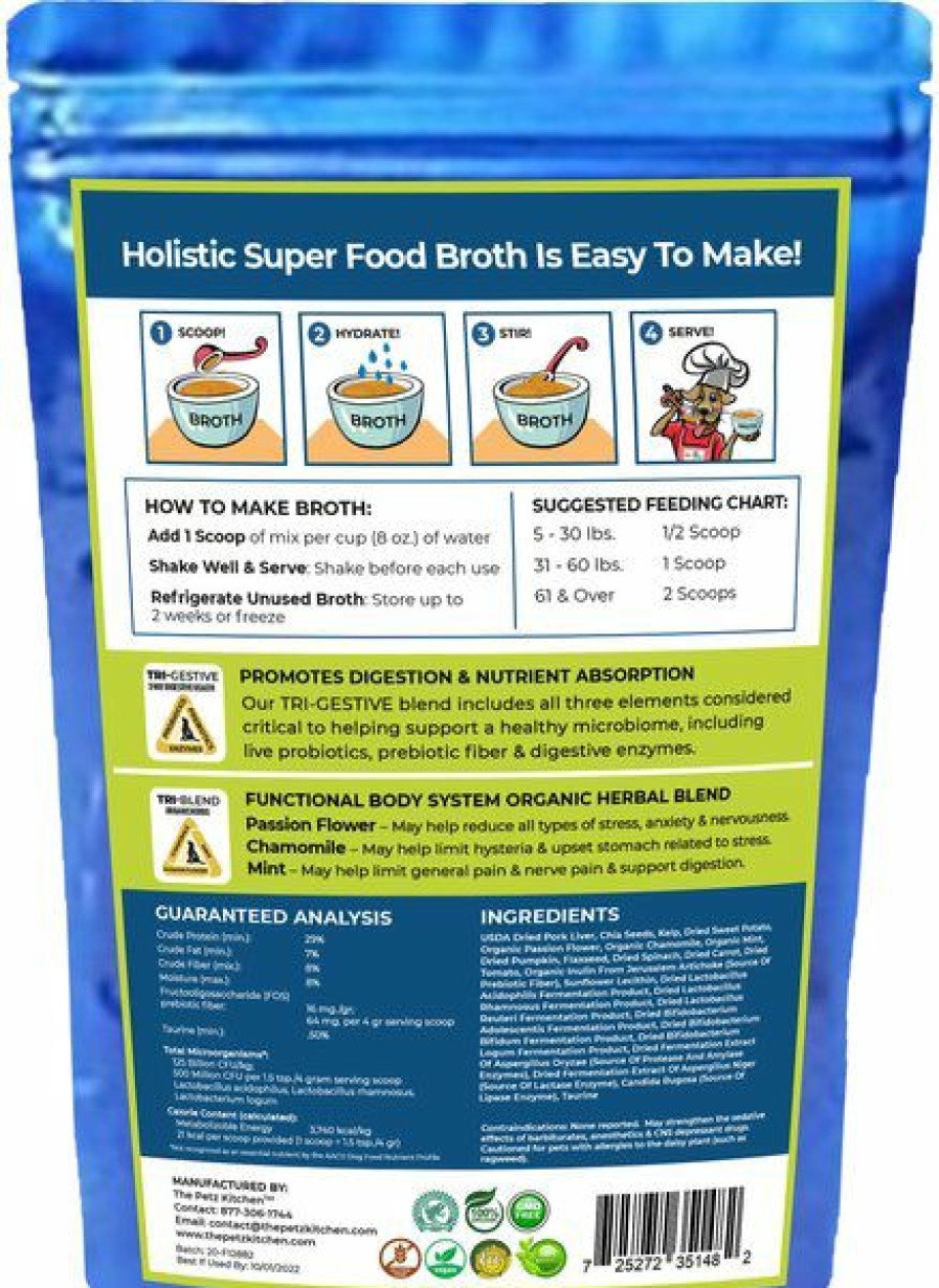 Cat Vitamins & Supplements * | Shop The Petz Kitchen Holistic Super Food Broth Anxiety Support Pork Flavor Concentrate Powder Dog & Cat Supplement, 4.5-Oz Bag