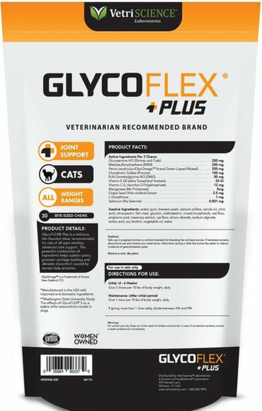 Cat Vitamins & Supplements * | New Vetriscience Glycoflex Plus Soft Chews Joint Supplement For Cats, 30 Count