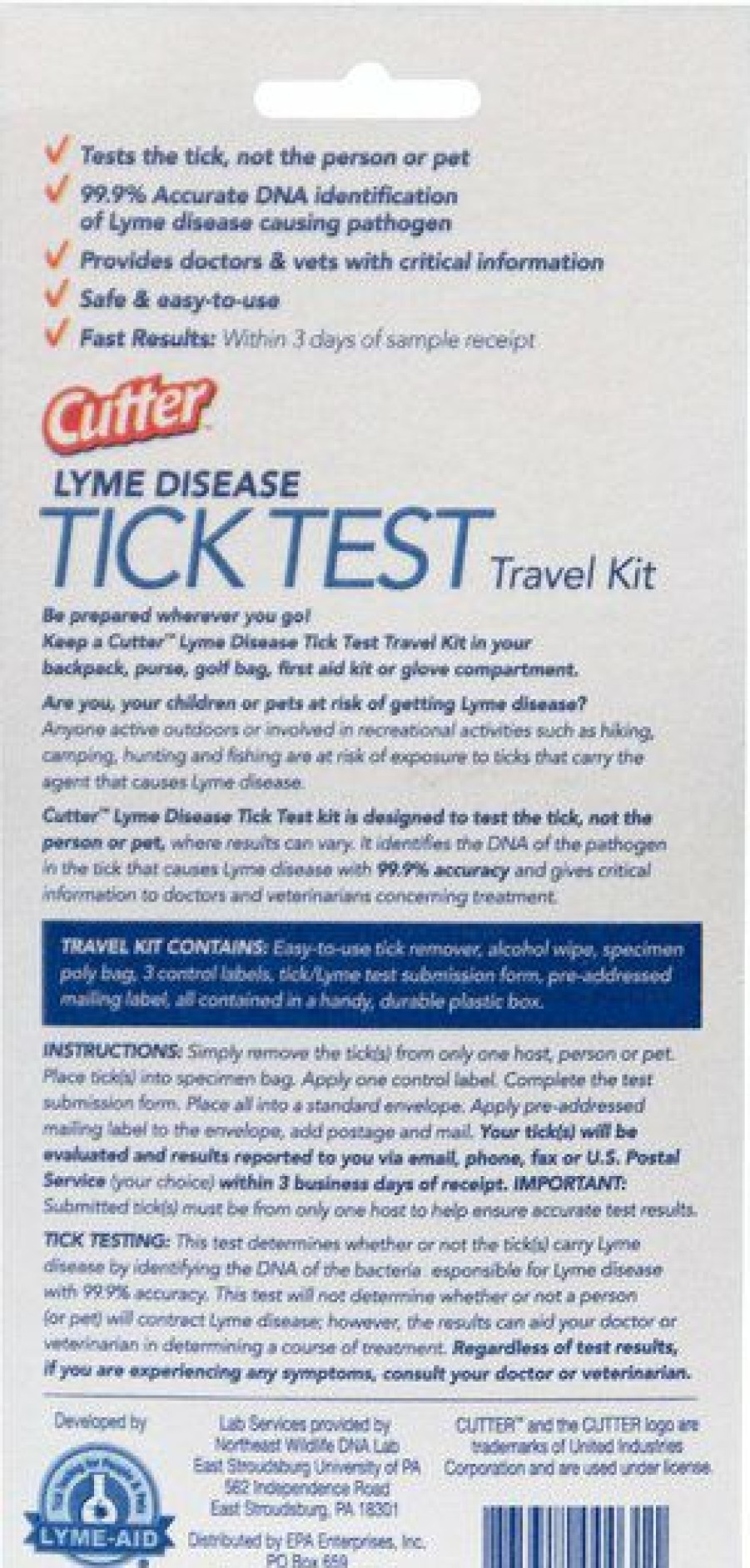 Cat Healthcare * | Store Cutter Lyme Disease Tick Test Pet Kit