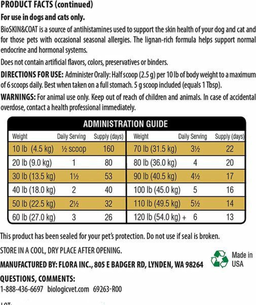 Cat Vitamins & Supplements * | Shop Biologic Vet Biovet Bioskin&Coat Natural Antihistamine Dog & Cat Supplement