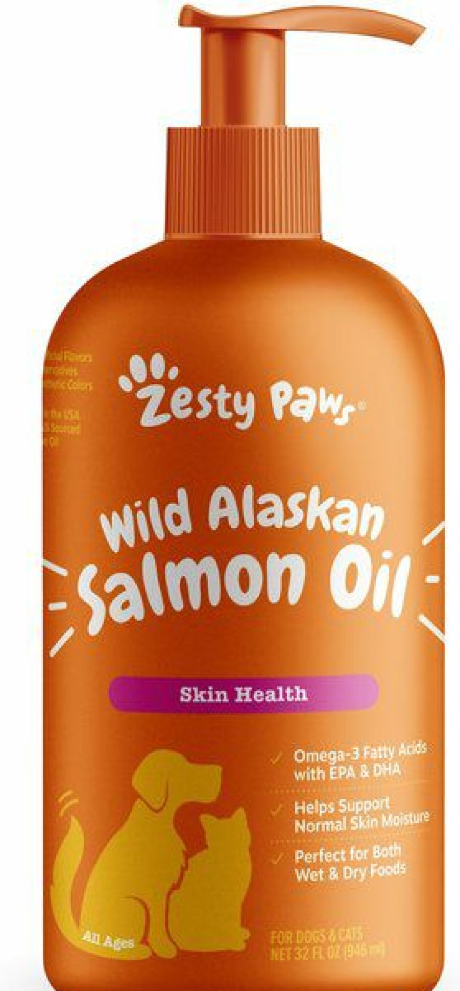 Cat Vitamins & Supplements * | New Zesty Paws Wild Alaskan Salmon Oil Liquid Skin & Coat Supplement For Dogs & Cats