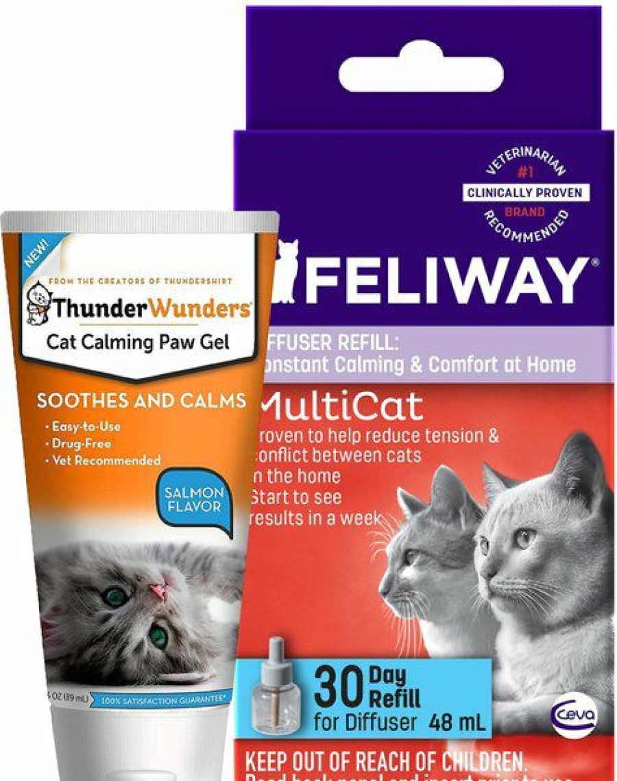 Cat Vitamins & Supplements * | Limited Edition Bundle: Thunderwunders Calming Cat Paw Gel, 3-Oz Bottle + Feliway Multicat Calming Diffuser Refill For Cats, 30 Day, 1 Count