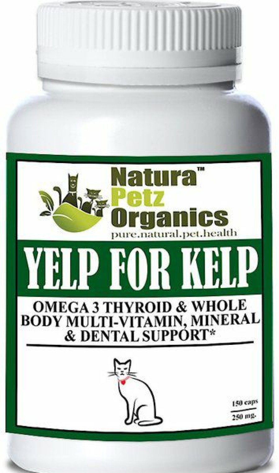 Cat Vitamins & Supplements * | Limited Edition Natura Petz Organics Yelp For Kelp Omega 3 & 6 Thyroid & Whole Body Multi-Mineral, Vitamin & Dental Support* Cat Supplement, 150 Count