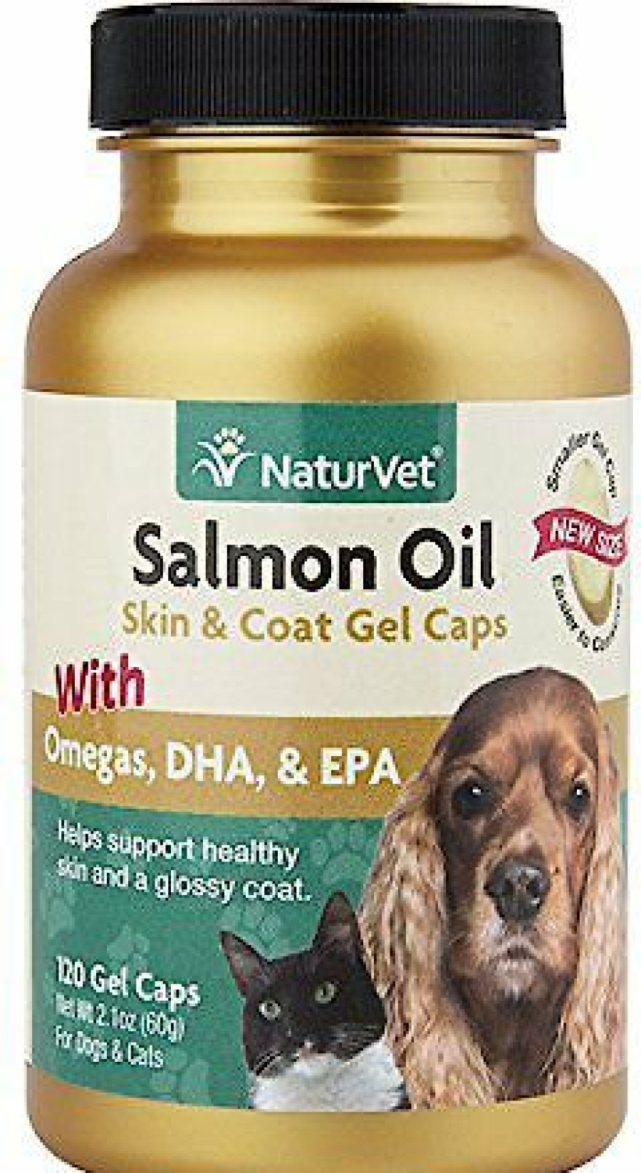 Cat Vitamins & Supplements * | Shop Naturvet Salmon Oil Plus Omegas Softgels Skin & Coat Supplement For Cats & Dogs, 120 Count