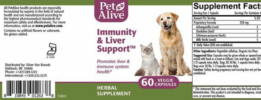 Cat Vitamins & Supplements * | Shop Petalive Immunity & Liver Support Dog & Cat Supplement, 60 Count