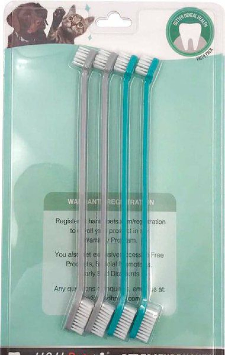 Cat Healthcare * | Outlet H&H Pets Dual Headed Dog & Cat Toothbrush