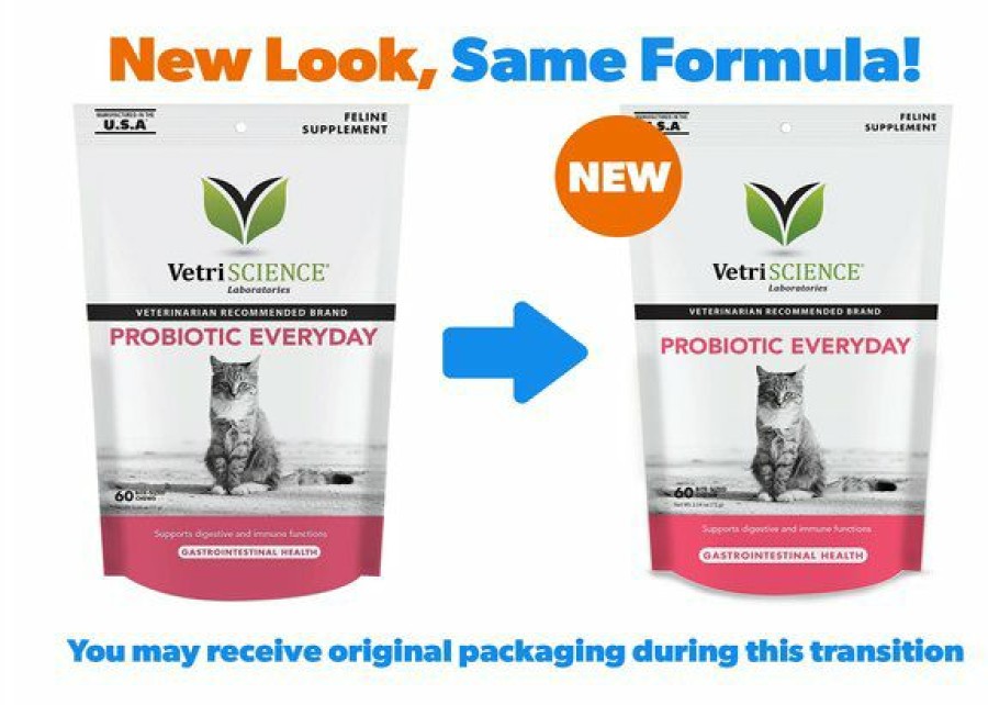 Cat Vitamins & Supplements * | New Vetriscience Probiotic Everyday Duck Flavored Soft Chews Digestive Supplement For Cats, 60 Count