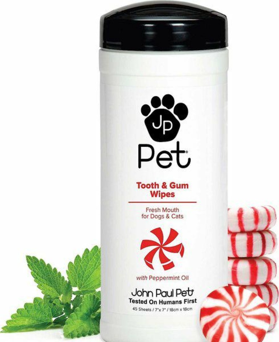 Cat Healthcare * | Discount John Paul Pet Tooth & Gum Peppermint Flavored Dog & Cat Dental Wipes, 45 Count