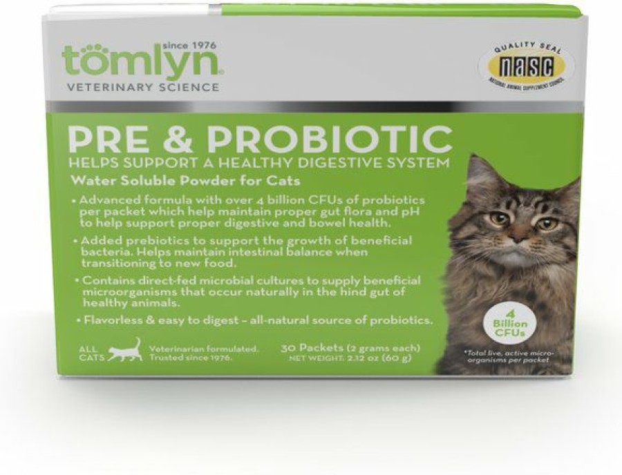 Cat Vitamins & Supplements * | Shop Tomlyn Pre & Probiotic Powder Digestive Supplement For Cats, 30 Count