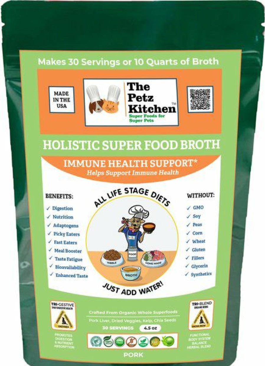 Cat Vitamins & Supplements * | Outlet The Petz Kitchen Holistic Super Food Broth Immune Support Beef Flavor Concentrate Powder Pork Flavor Dog & Cat Supplement, 4.5-Oz Bag