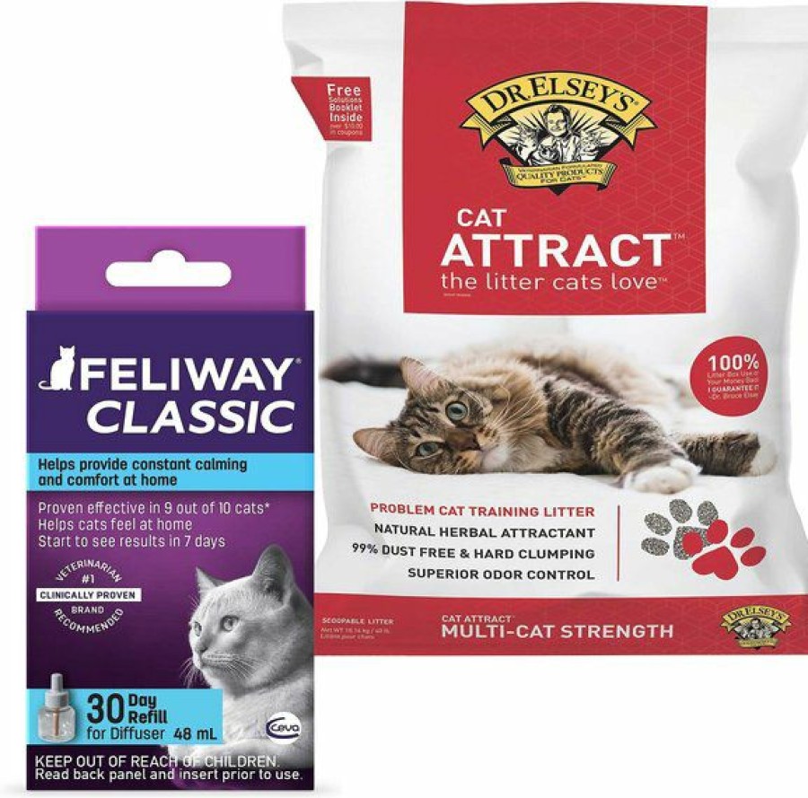 Cat Healthcare * | Discount Bundle: Feliway Classic Calming Diffuser Refill For Cats, 30 Day, 1 Count + Dr. Elsey'S Precious Cat Attract Unscented Clumping Clay Cat Litter, 40-Lb Bag