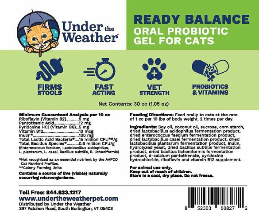 Cat Vitamins & Supplements * | Outlet Under The Weather Ready Balance Probiotic Oral Microbial Gel Cat Supplement, 30-Cc Syringe