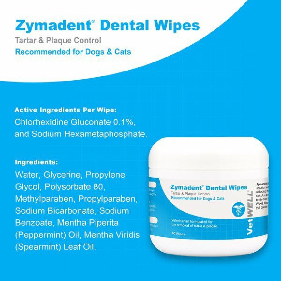 Cat Healthcare * | New Vetwell Zymadent Dog & Cat Dental Wipes, 50 Count