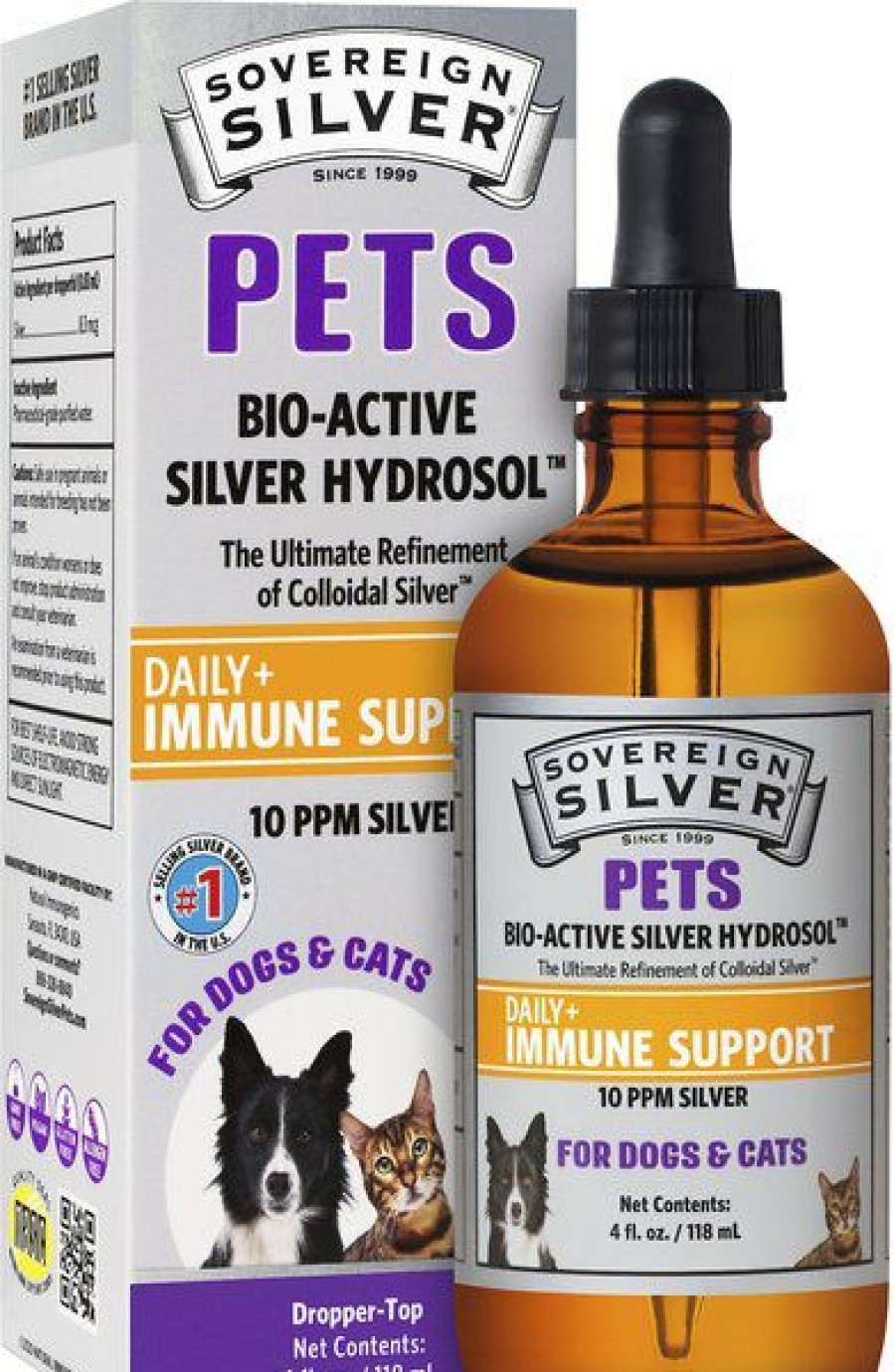 Cat Vitamins & Supplements * | New Sovereign Silver Pets Daily+ Immune Support Bio-Active Silver Hydrosol Small Dog & Cat Supplement