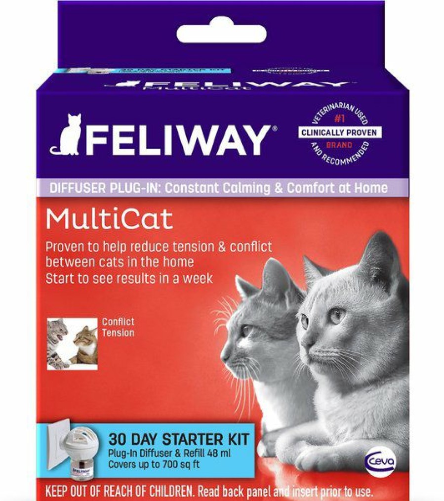 Cat Healthcare * | New Bundle: Feliway Multicat 30 Day Starter Kit Calming Diffuser For Cats, 1 Count + Feliway Classic Calming Spray For Cats, 60-Ml