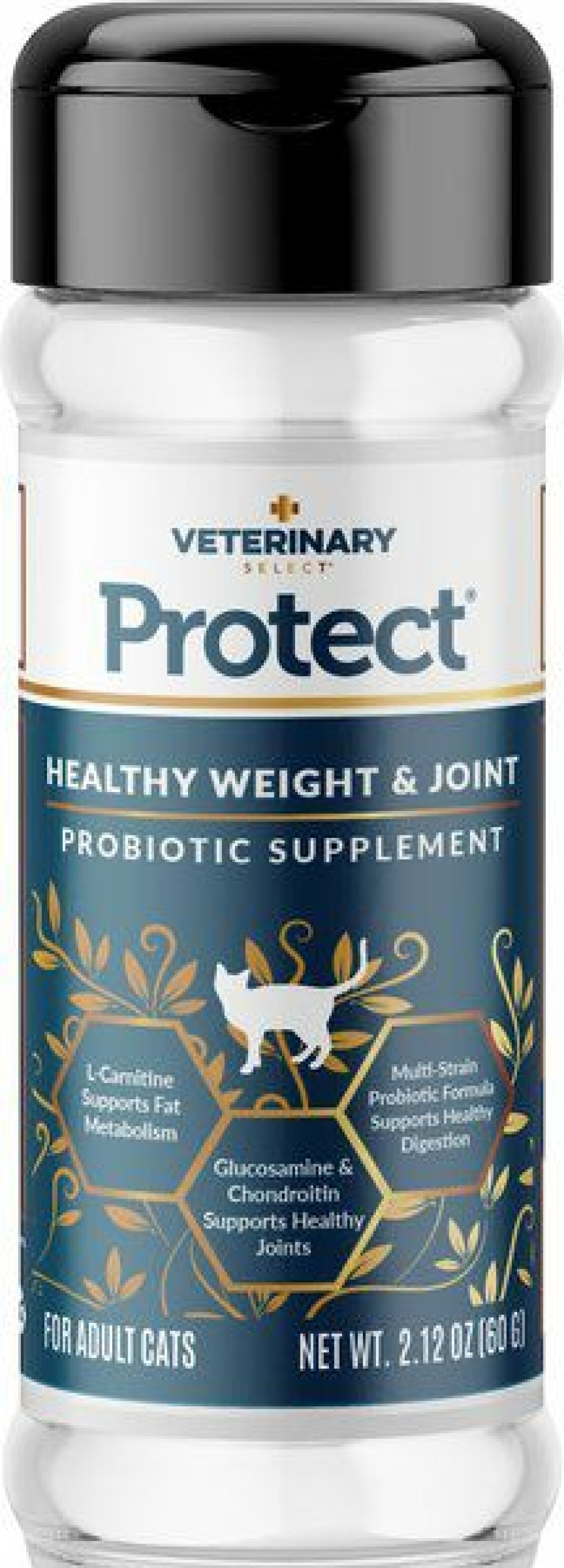 Cat Vitamins & Supplements * | New Veterinary Select Protect Healthy Weight & Joint Probiotic Cat Supplement, 2.12-Oz Jar