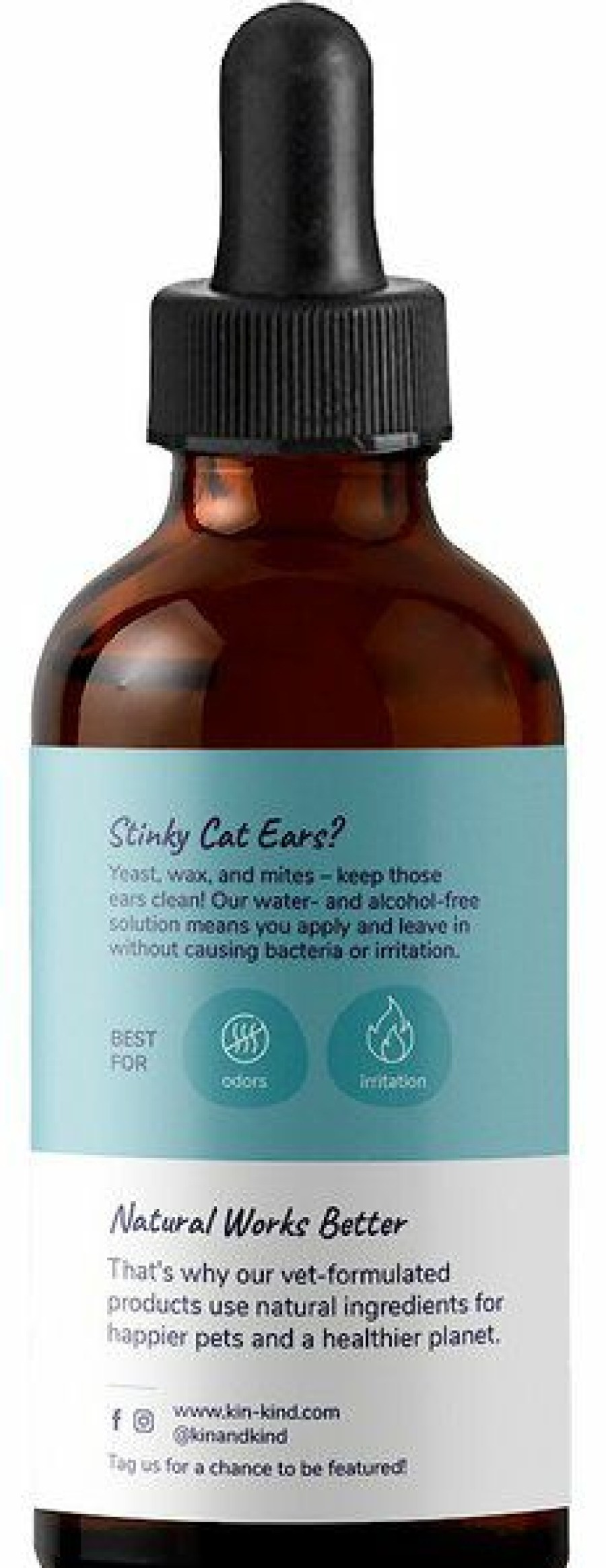 Cat Healthcare * | Discount Kin+Kind Kitty Ears Sweet Fennel Lemongrass Ear Cleaner, 4-Oz Bottle