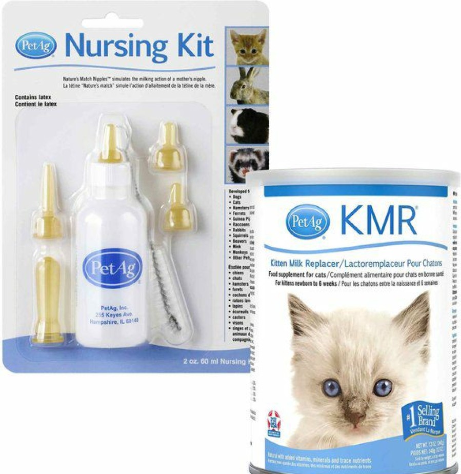 Cat Vitamins & Supplements * | Outlet Bundle: Petag Complete Nursing Kit, 2-Oz Bottle + Petag Kmr Powder Milk Supplement For Kittens, 12-Oz Can