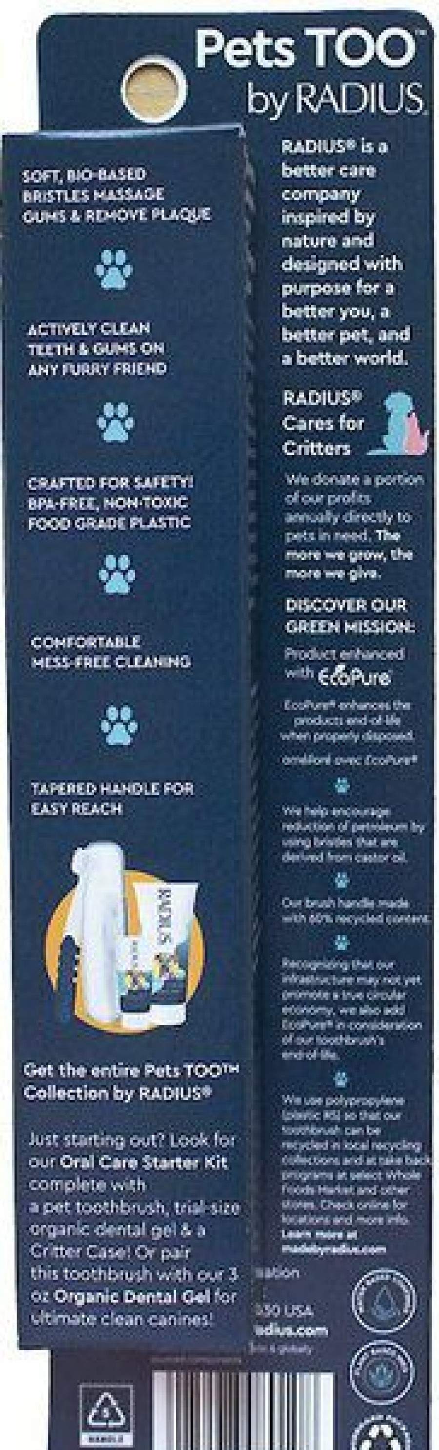 Cat Healthcare * | Discount Radius Lush & Plush Dog & Cat Toothbrush