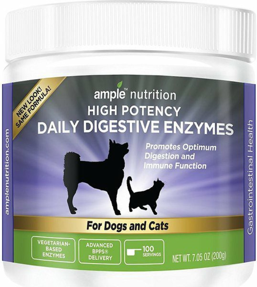 Cat Vitamins & Supplements * | Discount Ample Nutrition High Potency Daily Digestive Enzymes Dog & Cat Supplement, 7.05-Oz Jar