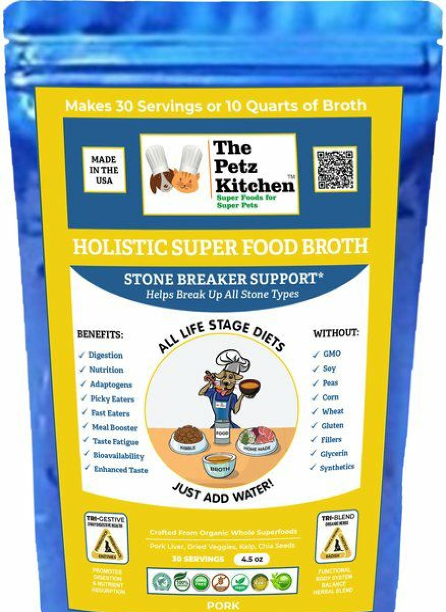 Cat Vitamins & Supplements * | Store The Petz Kitchen Holistic Super Food Broth Stone Breaker Support Pork Flavor Concentrate Powder Dog & Cat Supplement, 4.5-Oz Bag