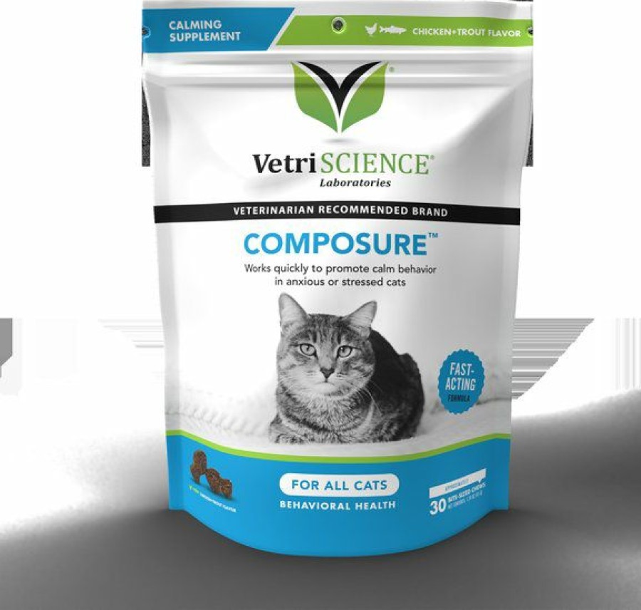 Cat Vitamins & Supplements * | Discount Vetriscience Composure Trout & Chicken Flavored Soft Chew Calming Supplement For Cats, 30 Count