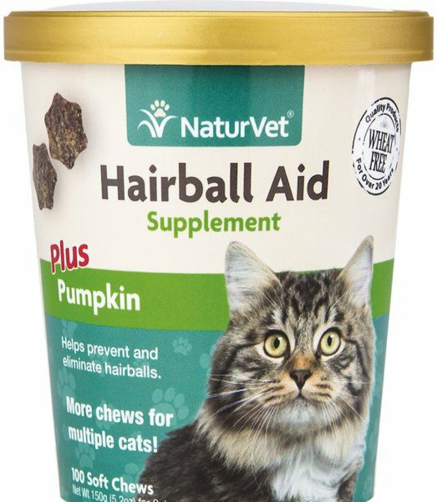 Cat Vitamins & Supplements * | Outlet Naturvet Hairball Aid Plus Pumpkin Soft Chews Hairball Control Supplement For Cats