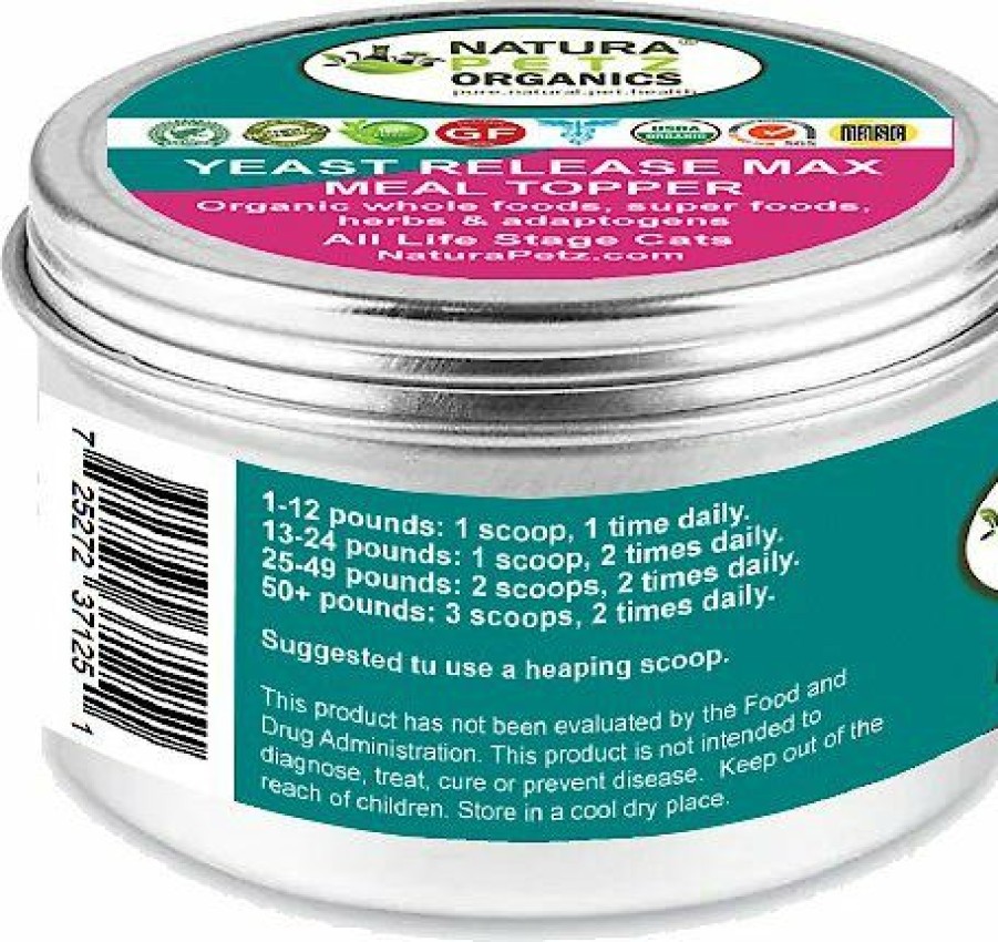 Cat Vitamins & Supplements * | Outlet Natura Petz Organics Yeast Release Max Meal Topper* Master Blend Candida Yeast Defense Support* Cat Supplement, 4-Oz Jar