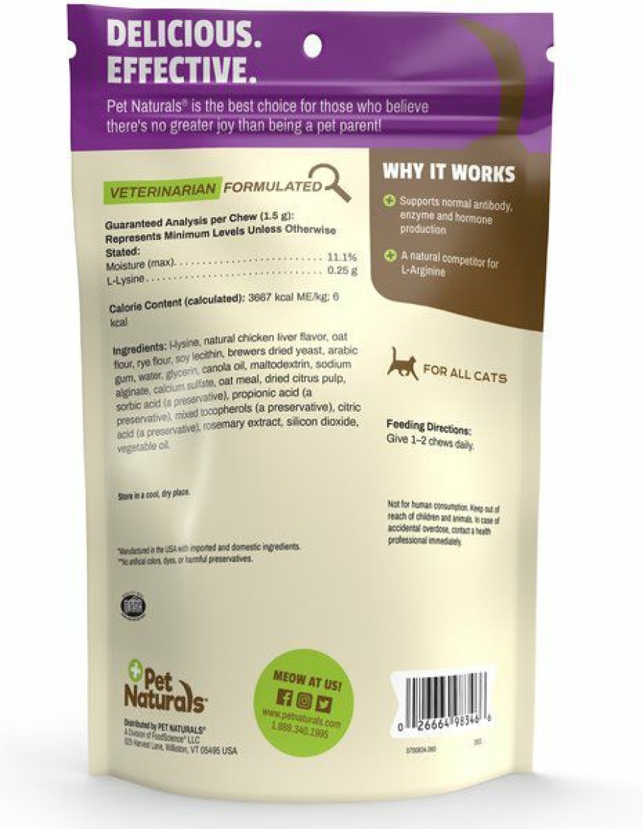 Cat Vitamins & Supplements * | Outlet Pet Naturals L-Lysine Cat Chews, 3.17-Oz, 60 Count