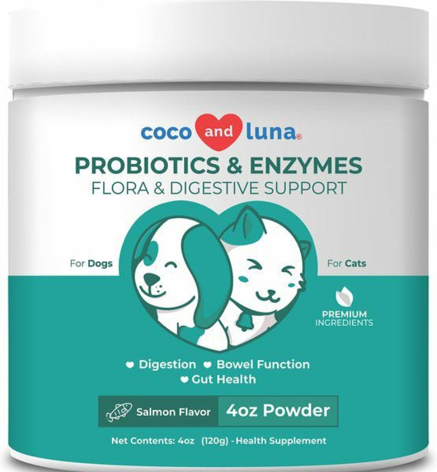 Cat Vitamins & Supplements * | Shop Vita Pet Life Coco & Luna Probiotics & Enzymes Flora & Digestive Support Salmon Flavor Powder Dog & Cat Supplement, 4-Oz Jar