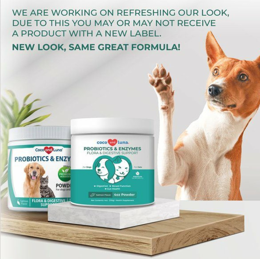 Cat Vitamins & Supplements * | Shop Vita Pet Life Coco & Luna Probiotics & Enzymes Flora & Digestive Support Salmon Flavor Powder Dog & Cat Supplement, 4-Oz Jar