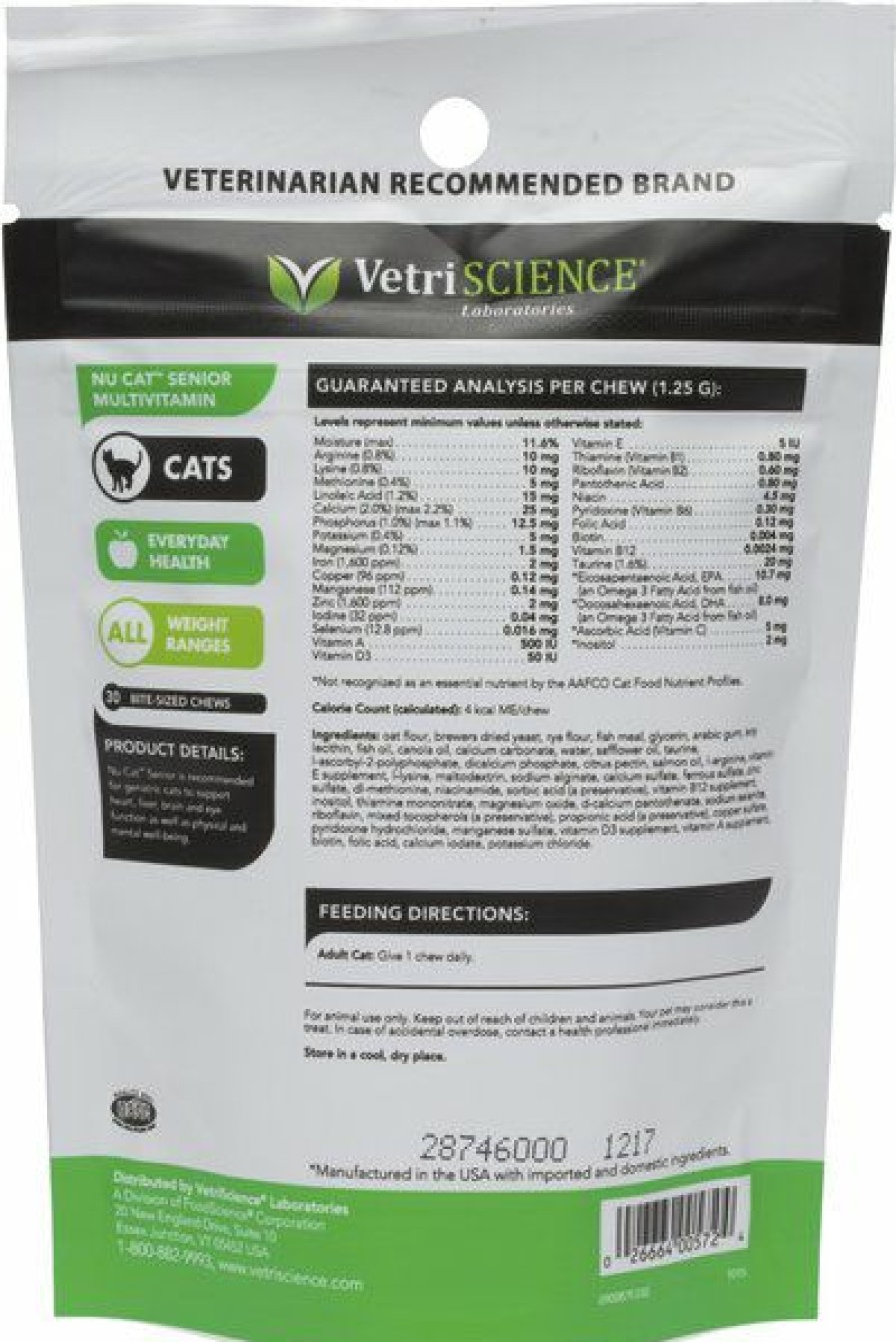 Cat Vitamins & Supplements * | Shop Vetriscience Nu Cat Senior Soft Chews Multivitamin For Cats, 30 Count