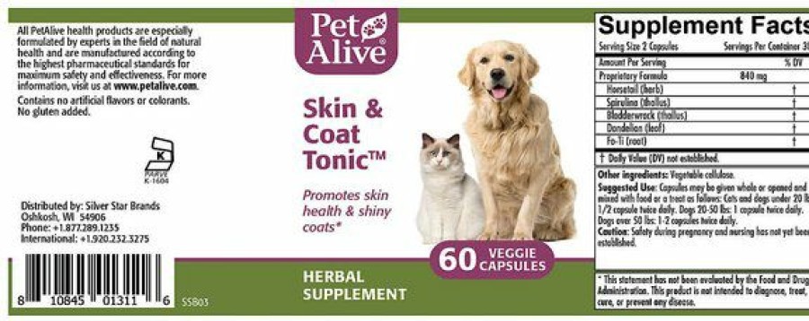 Cat Vitamins & Supplements * | Limited Edition Petalive Skin & Coat Tonic Shiny & Glossy Fur Dog & Cat Supplement, 60 Count