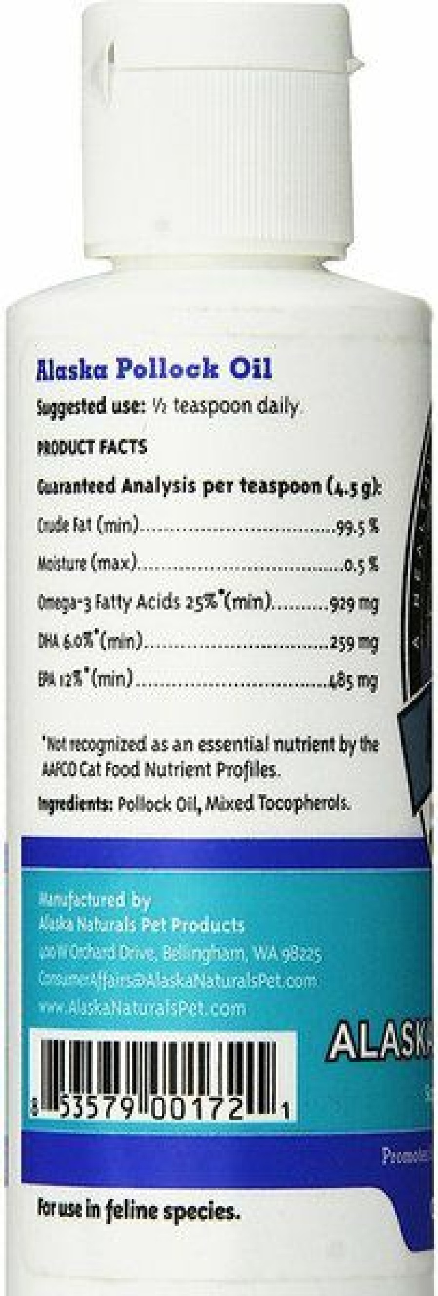 Cat Vitamins & Supplements * | Store Alaska Naturals Wild Alaskan Pollock Oil Natural Cat Supplement, 4-Oz Bottle