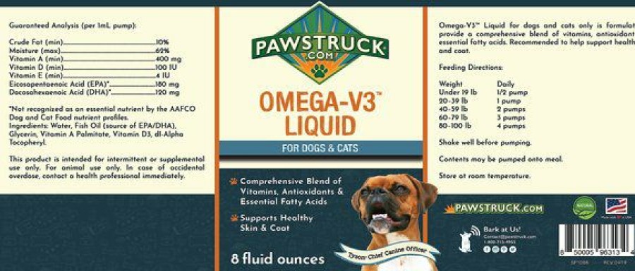 Cat Vitamins & Supplements * | Store Pawstruck Omega-V3 Liquid Dog & Cat Supplement, 8-Oz Bottle