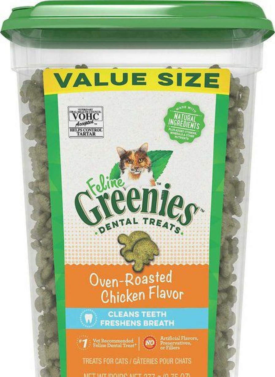 Cat Healthcare * | New Bundle: Greenies Feline Oven Roasted Chicken Flavor Adult Dental Cat Treats, 9.75-Oz Tub + Tiki Cat Broths Variety Pack Grain-Free Wet Cat Food Topper, 1.3-Oz Pouch, Case Of 12