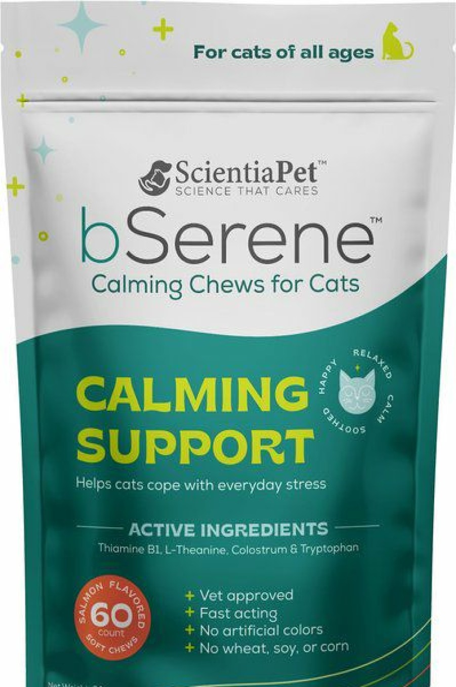 Cat Vitamins & Supplements * | Outlet Bserene Salmon Flavored Calming Soft Chew Cat Supplement, 60 Count