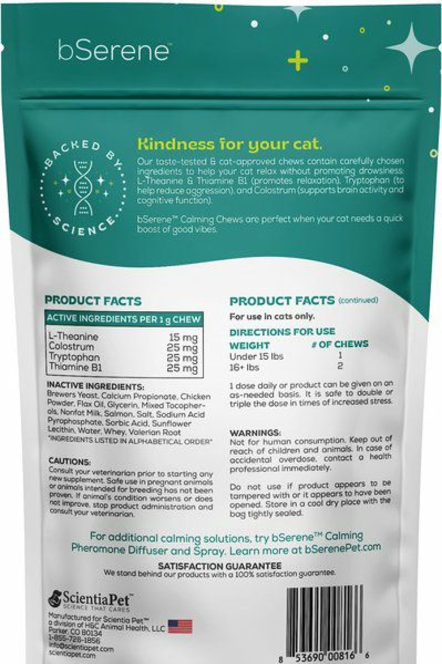 Cat Vitamins & Supplements * | Outlet Bserene Salmon Flavored Calming Soft Chew Cat Supplement, 60 Count