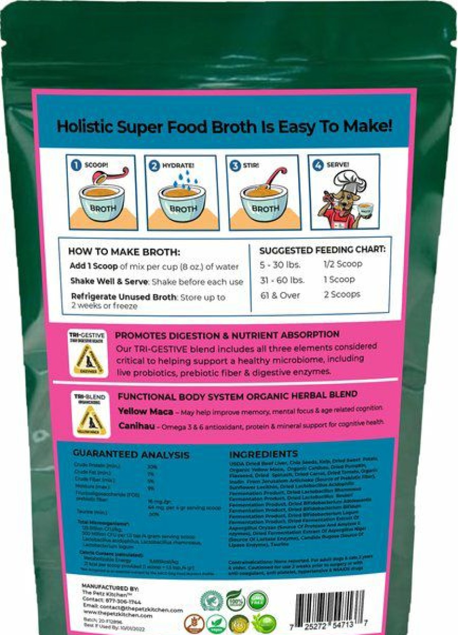 Cat Vitamins & Supplements * | Store The Petz Kitchen Holistic Super Food Broth Cognitive Support Beef Flavor Concentrate Powder Dog & Cat Supplement, 4.5-Oz Bag